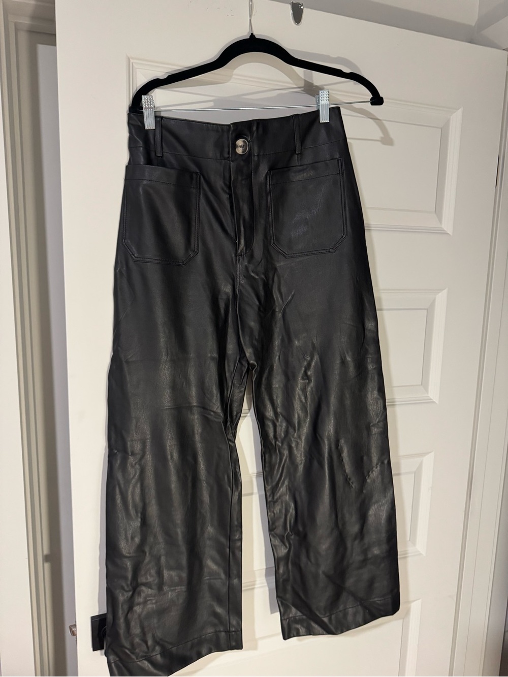 Anthropologie MAREVE Black Faux Leather Pants